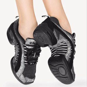NEW Sansha Electron Black Silver Dance Sneakers 9